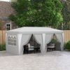 Outsunny Large Open-Air 20x10 Canopy with Mesh Siding Adjustable Height Instant Setup in Gray for Outdoor Parties and Gatherings