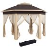Outsunny 13 x 13 Pop Up Gazebo Hexagonal Canopy with Mesh Netting for Outdoor Events Patio Garden Wedding Party Shelter