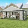Outsunny 20' x 20' Heavy-duty Large Wedding Tent, Outdoor Carport Garage Party Tent, Patio Gazebo Canopy with Sidewall, Gray