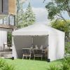 Outsunny 10' x 10' Pop Up Canopy with Leg Weight Bags, Carry Bag, 3 Sidewalls, Height Adjustable ,Event Shelter Gazebo for Garden, White