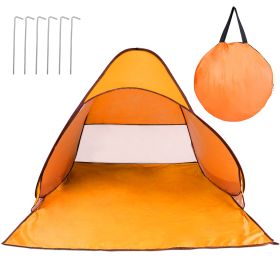 1Pc 2-3Person Beach Tent With Net Window Storage Bag 64.96 X 59.06 X 43.31in Anti-UV Automatic Waterproof For Outdoor Beach Camping Fishing Park Lake (Color: Orange)